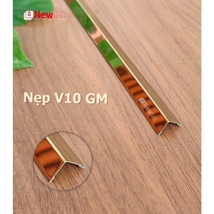 Nẹp Inox V10 Gấp Mép Vàng Gương – Dài 2m4