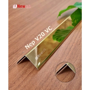 Nẹp Inox V20 Vát Cạnh Vàng Gương – Dài 2m4