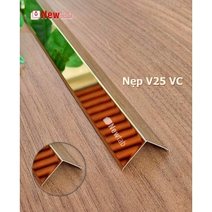 Nẹp Inox V25 Vát Cạnh Vàng Gương – Dài 2m4