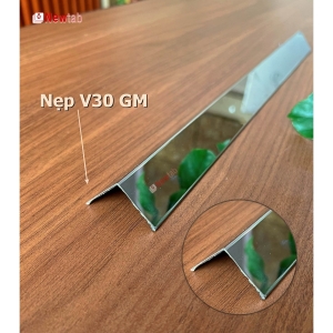 Nẹp Inox V30 Gấp Mép Trắng Gương – Dài 2m4