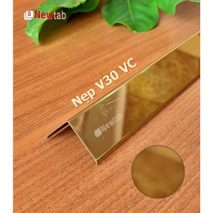 Nẹp Inox V30 Vát Cạnh Vàng Gương – Dài 2m4