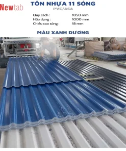 Tôn Nhựa 11 Sóng - Màu  Xanh Dương