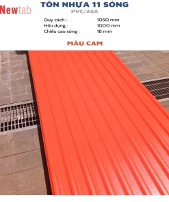 Tôn Nhựa 11 Sóng - Màu Cam
