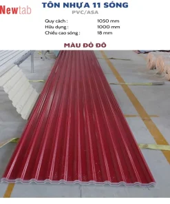 Tôn Nhựa 11 Sóng - Màu Đỏ Đô