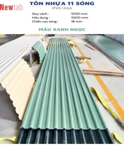 Tôn Nhựa 11 Sóng - Màu Xanh Ngọc