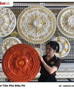 Mâm Trần Hoa Văn Phù Điêu Nhựa Pu Mã Gỗ - SG82015 D67