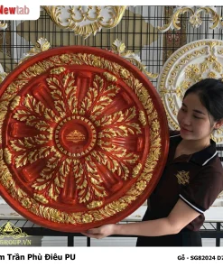 Mâm Trần Hoa Văn Phù Điêu Nhựa Pu Mã Gỗ - SG82024 D76