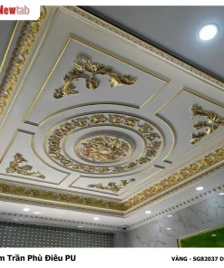 Mâm Trần Hoa Văn Phù Điêu Nhựa Pu Mã VÀNG - SG82037 D82.2