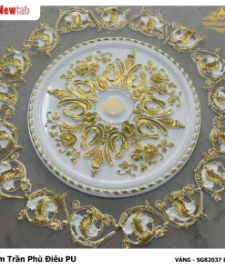 Mâm Trần Hoa Văn Phù Điêu Nhựa Pu Mã VÀNG - SG82037 D83