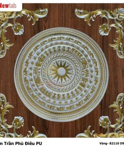 Mâm Trần Hoa Văn Phù Điêu Nhựa Pu Mã Vàng- 82110 D90