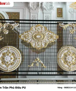 Mâm Trần Hoa Văn Phù Điêu Nhựa Pu Mã Vàng - SG82114 115x75.